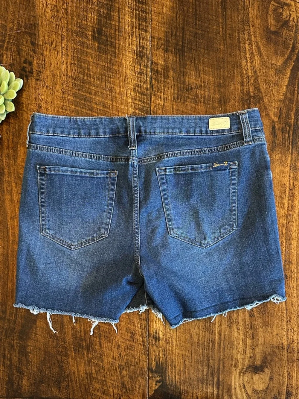 Seven 7 | Weekend Shorts - Distressed Dark Wash Cut-Offs, Size 10 - Picture 2 of 10